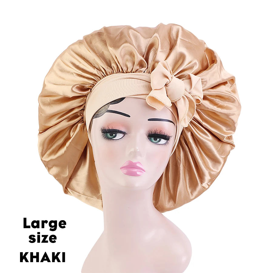 Leeons Silk Sleeping Cap Night Hat Head Cover Bonnet Satin Cheveux Nuit for Curly Hair Care Women Beauty Maintenance Designer