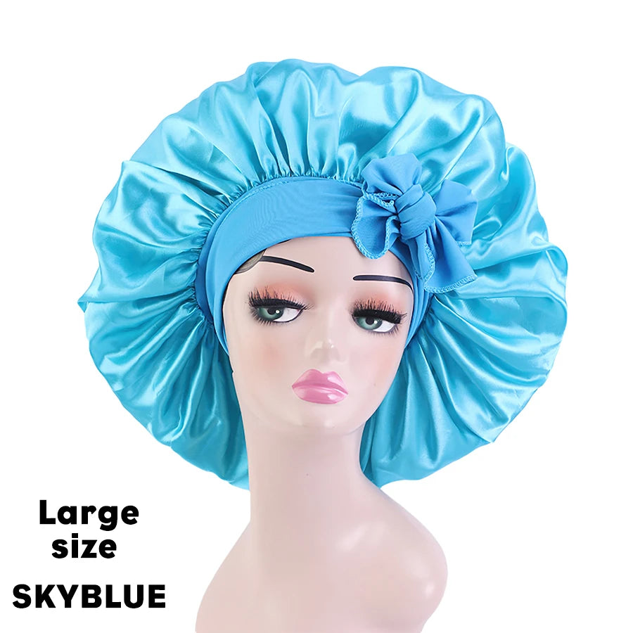 Leeons Silk Sleeping Cap Night Hat Head Cover Bonnet Satin Cheveux Nuit for Curly Hair Care Women Beauty Maintenance Designer